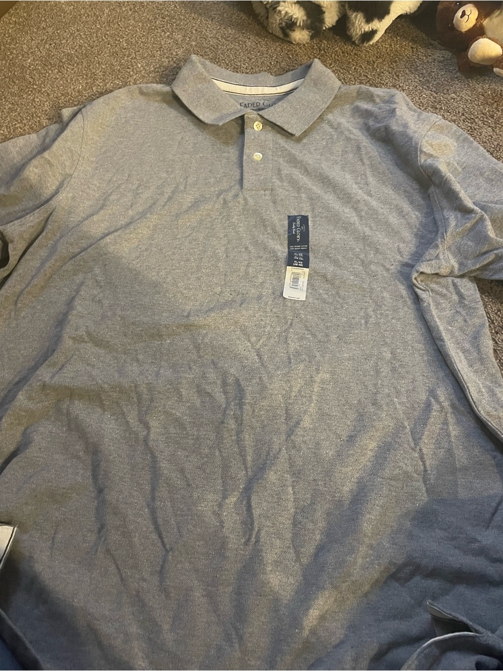 Faded Glory Men's Long Sleeve Polo - Heather Gray